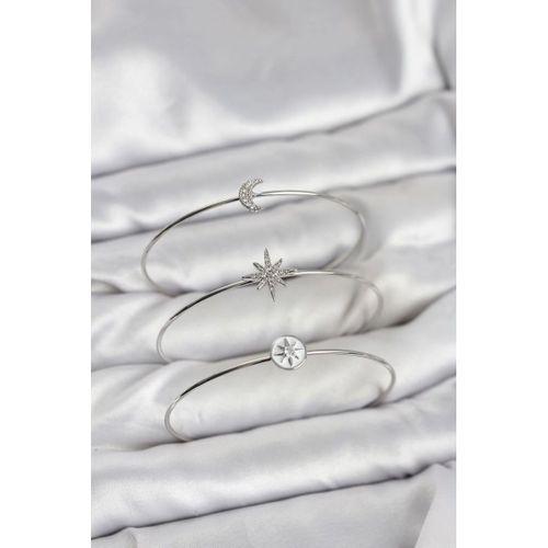 Gümüş Renk Zirkon Taşlı Kutup Yıldızı Model 3'lü Kadın Bileklik Kombini