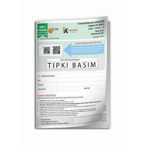 2026/1 YÖKDİL İngilizce FEN BİLİMLERİ ÖSYM Çıkmış Soru Tıpkı Basım Deneme Kitapçığı Türkiye Geneli