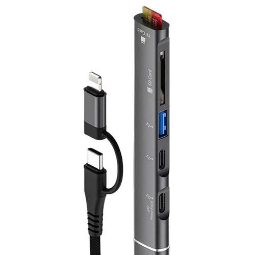 ZR563 Lightning Type-C 5 İn 1 Usb Hub Card Reader