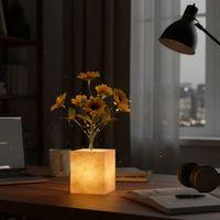 Sarı Saksılı Led Yapay Çiçek