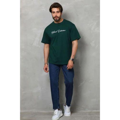 Erkek Baskılı T-Shirt Kısa Kol Bisiklet Yaka Regular Fit Rahat Kalıp Günlük Tişört - Çağla Yeşili
