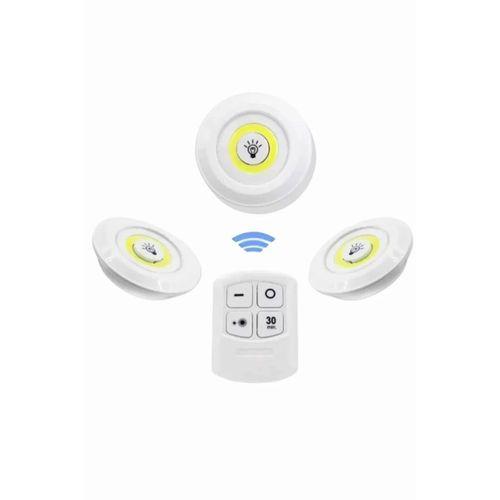 Dolap Işığı Mutfak Rafı Işığı Uzaktan Kumandalı 3 Lü Spot Led Lamba