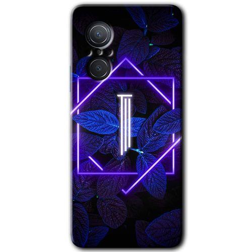 Huawei Nova 9 SE HD Baskılı Kılıf + 9D Tam Ekran Koruyucu - Dark Neon Yaprak I Harfi