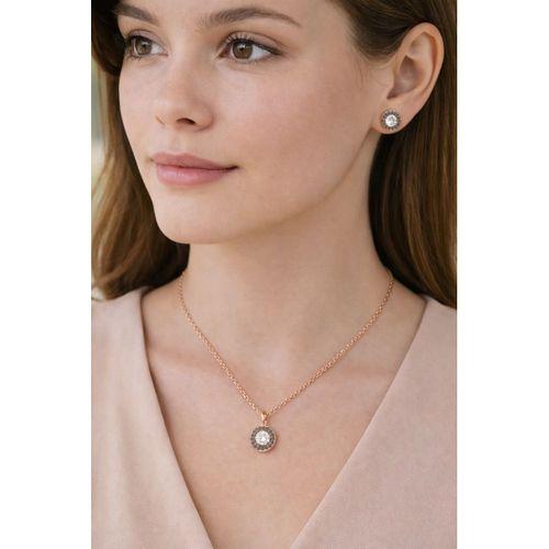 Gümüş Elmas Montür Set Baget Kadın Gümüş Kolye Küpe Set