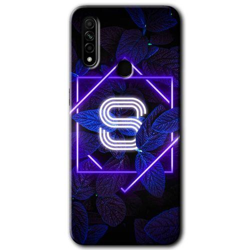 Oppo A31 Kılıf HD Desen Baskılı Arka Kapak - Dark Neon Yaprak S Harfi + Kırılmaz Cam