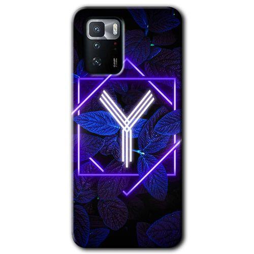 Poco x3 GT Kılıf HD Desen Baskılı Arka Kapak - Dark Neon Yaprak Y Harfi