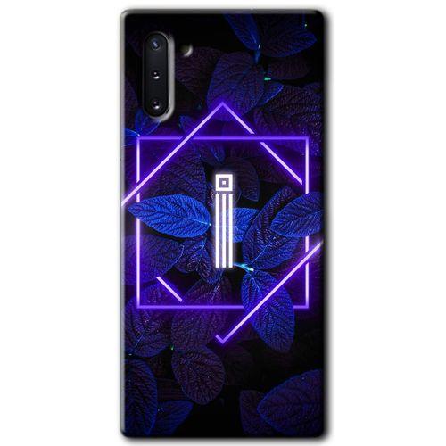Potkal Hediye Fabrikası Samsung Galaxy Note 10 Kılıf HD Desen Baskılı Arka Kapak - Dark Neon Yaprak İ Harfi