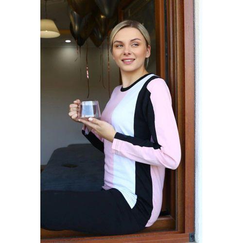 Kadın Uzun Kol Penye Pijama Takım Somon
