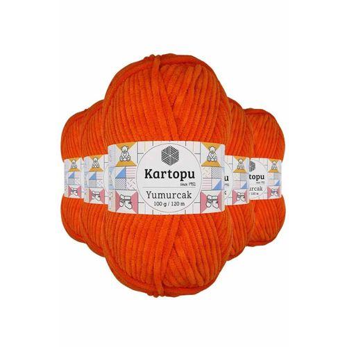 5 Adet Yumurcak Kadife El Örgü İpi Turuncu K205