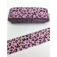 FdayAksesuar Saç Tokası Pembe Leopar Desenli Grogren Kurdele 1 Metre En 4 Cm