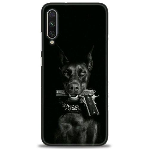 Xiaomi Mi A3 Kılıf HD Baskılı Kılıf - Tabanca ve Köpek + Tam Ekran Koruyucu