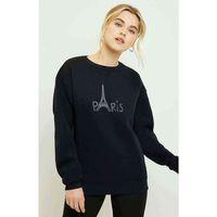 Eiffel Tower Silhouet Baskılı Siyah Kadın Sweatshirt
