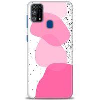 Samsung Galaxy M31 Kılıf HD Baskılı Kılıf - Pembe Beyaz Siyah + Tam Ekran Koruyucu