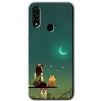 MRCİLETİSİM Oppo A31 Kılıf Kapak - Kedili Kız +Hayalet Ekran Yandan Gözükmez