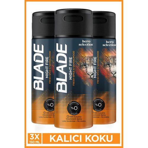 3 Adet Blade Hero Selection Serisi Night Fire Erkek Deodorant 150 Ml