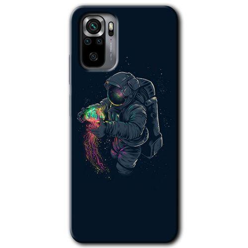 Xiaomi Redmi Note 10 Kılıf Baskılı Kapak - Astronot Kıyafeti + 5D Tam Kaplayan Cam