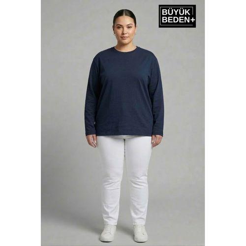 Kadın Büyük Beden 2 li Set Uzun Kollu 2 İplik Bisiklet Yaka Tişört SPR26BEA942+2