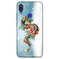Xiaomi Redmi Note 7 Pro Kılıf Dragons (29) Arka Koruma Kılıfı Tatoo Mavi Ejderha