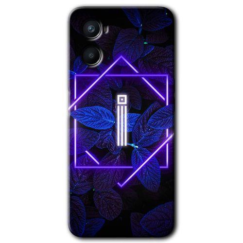 Oppo Reno 3 Kılıf Baskılı Arka Kapak - Dark Neon Yaprak İ Harfi +Tam Ekran Koruyucu