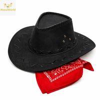 Çocuk Kovboy Şapka Siyah &amp; Kırmızı Bandana Seti