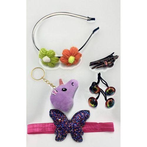 Renkli Desenli Taç Toka Bandana Set