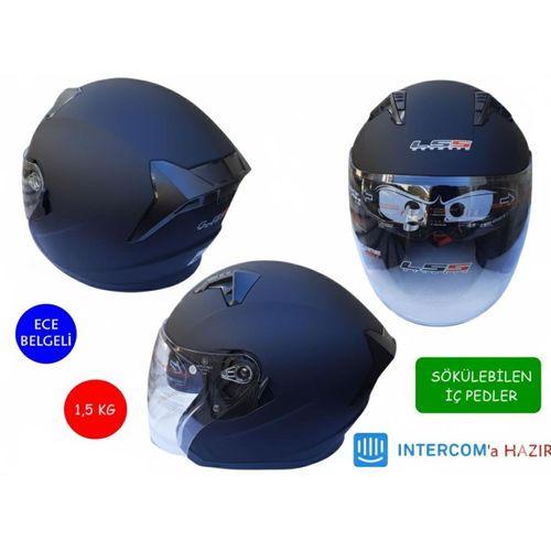 SEVGENT Kask Lss Çenesiz Vizörlü Mat Siyah Xl Beden