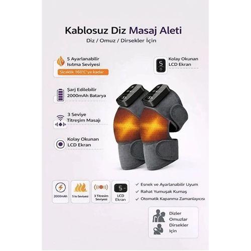 2 Adet Şarjlı Isıtmalı Diz Masaj Aleti – Titreşimli Fizyoterapi Dizlik | Diz Omuz Kol Bacak
