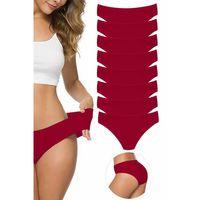 8 Adet Kadın Dikişsiz Lazer Kesim Esnek İz yapmayan Külot Bordo