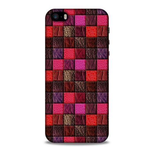 Apple Iphone 5S Kılıf Patchwork (22) Tam Koruma Kılıfı Fuşya Bordo