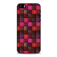 Apple Iphone 5S Kılıf Patchwork (22) Tam Koruma Kılıfı Fuşya Bordo