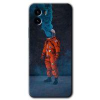 Vivo Y15s Kılıf HD Desen Baskılı Arka Kapak - Smoke Astronot + Kırılmaz Cam