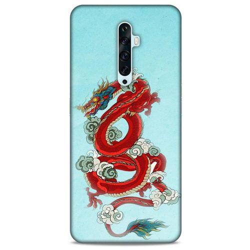 Oppo Reno 2z Kılıf Dragons (22) Tam Koruma Kılıfı Ejderha Dövme Kırmızı