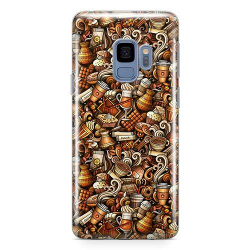 Samsung Galaxy S9 Kılıf Kahve Dünyası Doodle Arka Kapak Koruma Desenli Full Koruyucu