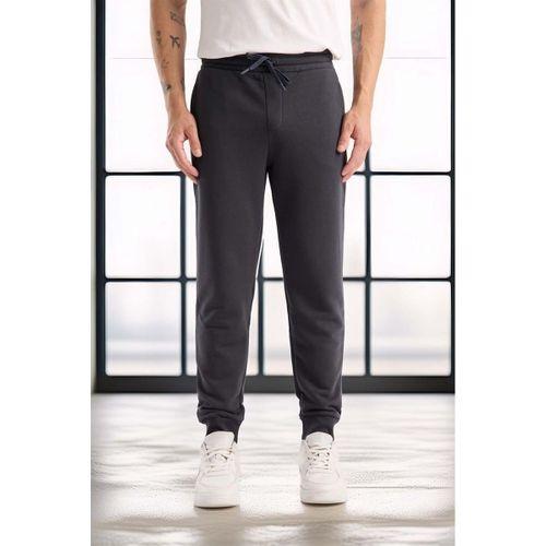 Spike Diagonal 3 İplik Manşet Paça Erkek Pantolon Eşofman Altı - Füme
