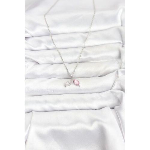 316L Çelik Zincir Gümüş Renk Balık Kuyruğu Model Zirkon Taşlı Kadın Kolye