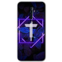 BeRa Aksesuar Oppo Reno 2z Kılıf Baskılı Kapak - Dark Neon Yaprak T Harfi +Tam Kaplayan Mat Seramik