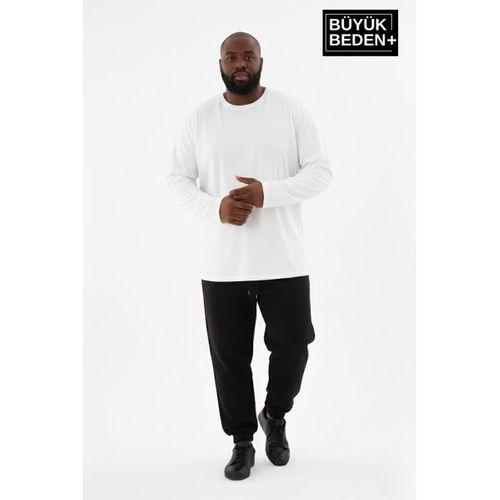 Erkek Büyük Beden Uzun Kollu 2 İplik Bisiklet Yaka Tişört SPR26BEA942