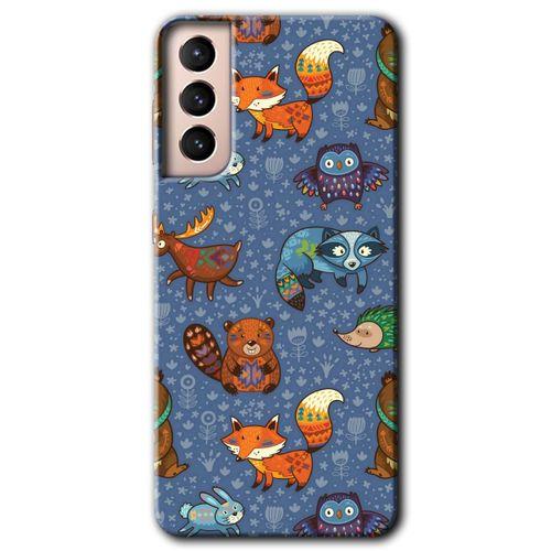 MRCİLETİSİM Samsung Galaxy S21 Kılıf HD Desen Baskılı Arka Kapak + Temperli Cam - Animals Funny