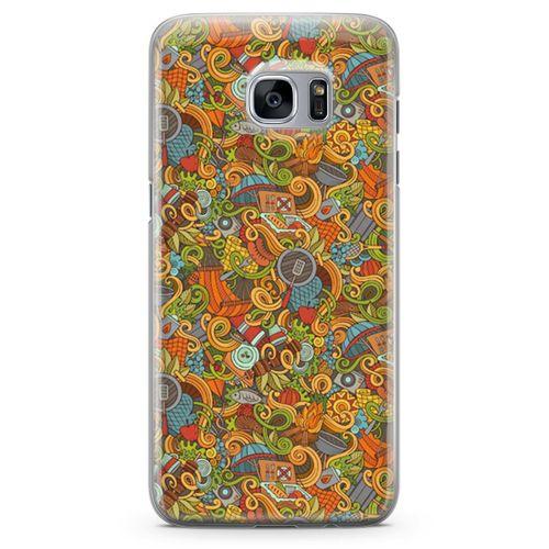 Samsung Galaxy S7 Edge Kılıf Doodle Piknik Seti Arka Kapak Koruma Desenli Full Koruyucu