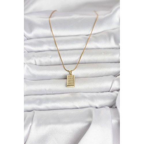 316L Çelik Zincir Gold Renk Külçe Altın Model Kadın Kolye