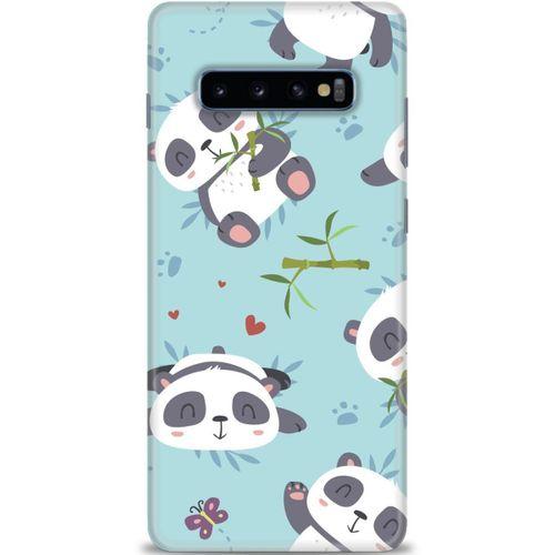 Samsung Galaxy S10 Plus Kılıf HD Baskılı Kılıf - Pandalar + Tam Ekran Koruyucu