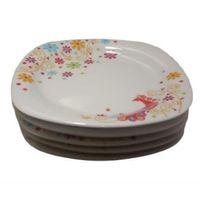 Porland Touchme Yemek Takım  İkram ,Çeyiz  5 Parça Çiçekli Porselen  Set 18X18X2Cm