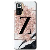 Potkal Hediye Fabrikası Xiaomi Redmi Note 10 Pro Kılıf HD Desen Baskılı Arka Kapak - Pembe Mermer Desenli Z Harfi