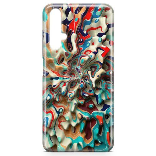 Honor View 20 Kılıf Mermer Cam Göbeği Arka Kapak Koruma Desenli Full Koruyucu