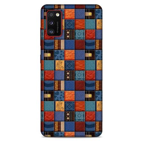 Samsung Galaxy A41 Kılıf Patchwork (16) Kalın Kılıf Turuncu Mavi