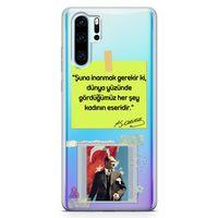 Huawei P30 Pro Kılıf Atatürk Caps Kadın Arka Kapak Koruma Desenli Full Koruyucu