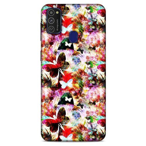 Samsung Galaxy M21 Kılıf Kelebek Etkisi (16) Kalın Kılıf Yeşil Mavi