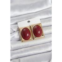 Bordo Kare Model Vintage Gold Renk Kadın Küpe