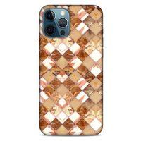 Mermer Desenli (24) Tema Darbe Emici Kılıf Kestane Apple iPhone 12 Pro Max Kılıf