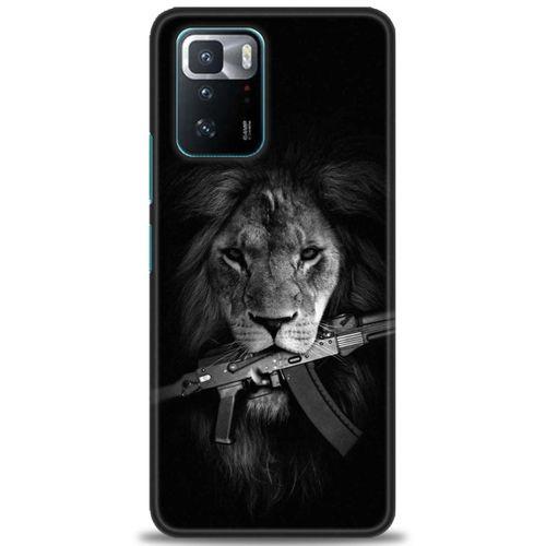 Xiaomi Poco X3 GT Kılıf HD Baskılı Kılıf - Tüfek ve Aslan + Tam Ekran Koruyucu